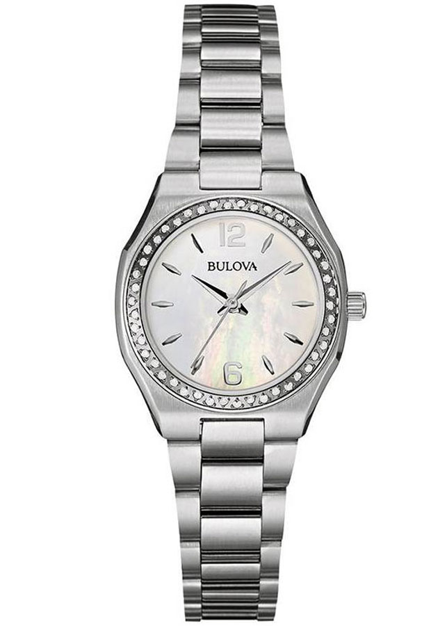 Đồng Hồ Nữ Bulova Đính Kim Cương Dây Thép Không Gỉ 96R199 - Mặt Xà Cừ