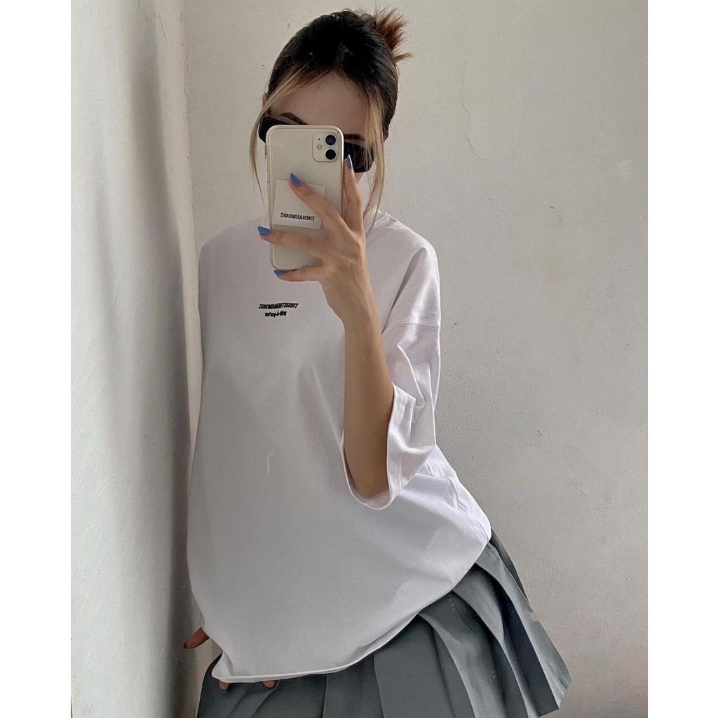 Áo thun nữ BLACKDOKI-harmonic , áo phông basic form rộng tay lỡ cá tính cotton oversize