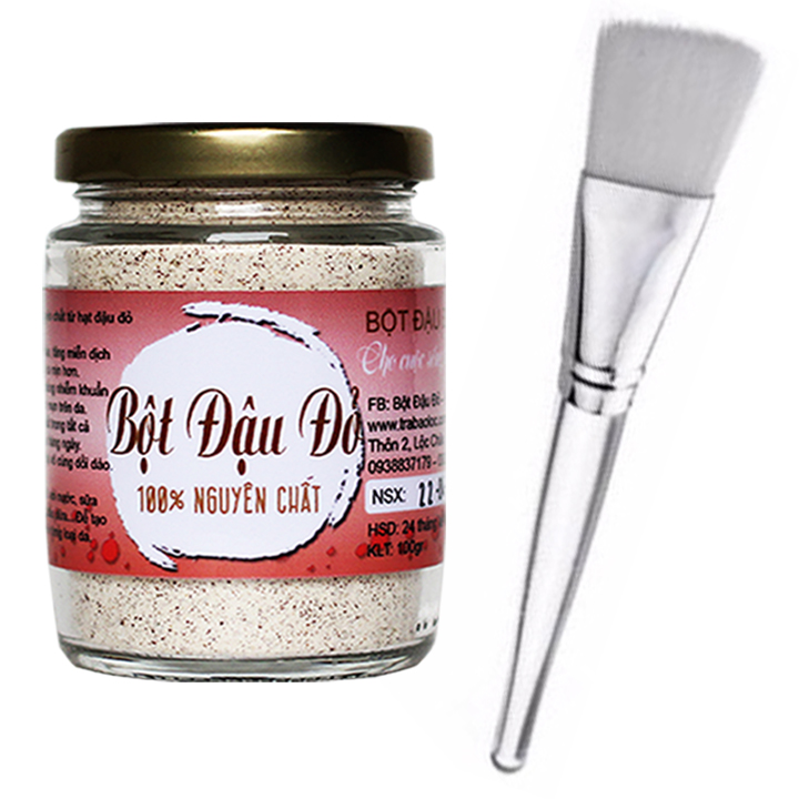 Bột Đậu Đỏ Nguyên Chất Vũ Gia (100g/hũ) +Tặng Cọ Quét Mặt Nạ