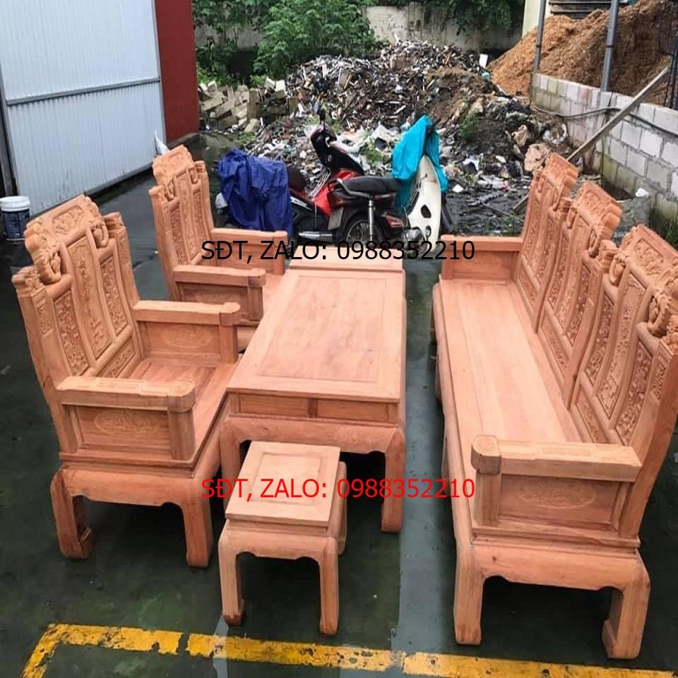 Bộ Bàn Ghế Âu Á Chương Voi Tay Như Ý Gỗ Hương Đá