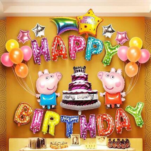Sét trang trí tiệc , sinh nhật trọn bộ bóng happy birthday kèm bơm
