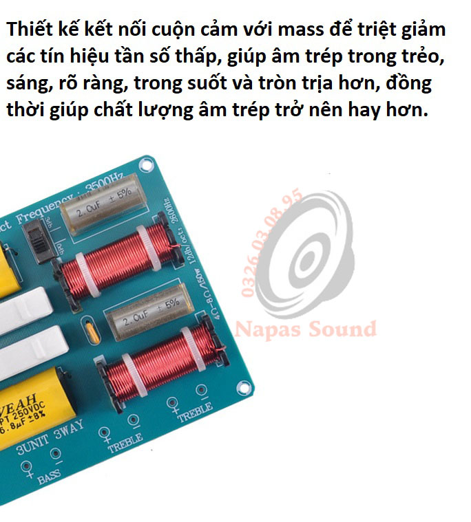 MẠCH PHÂN TẦN 1 BASS 2 TRÉP CHO LOA LỚN WEAH3501 - GIÁ 1 MẠCH - MẠCH PHÂN TẦN 3 LOA