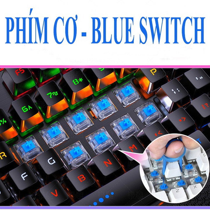 Bàn Phím Cơ Gaming K100 Led Đổi Màu 12 Chế Độ Led Khác Nhau, Nút Vặn Đa Phương Tiện - T012