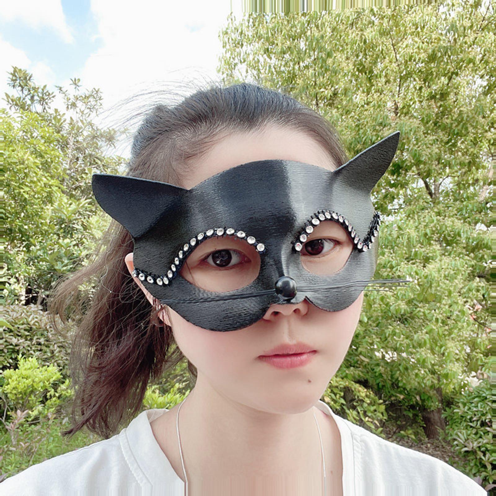 Women Black Cat / Masquerade / Rhinestones Decoration Half Face / Elegant for Fancy Dress Carnival Party Halloween Costume Props
