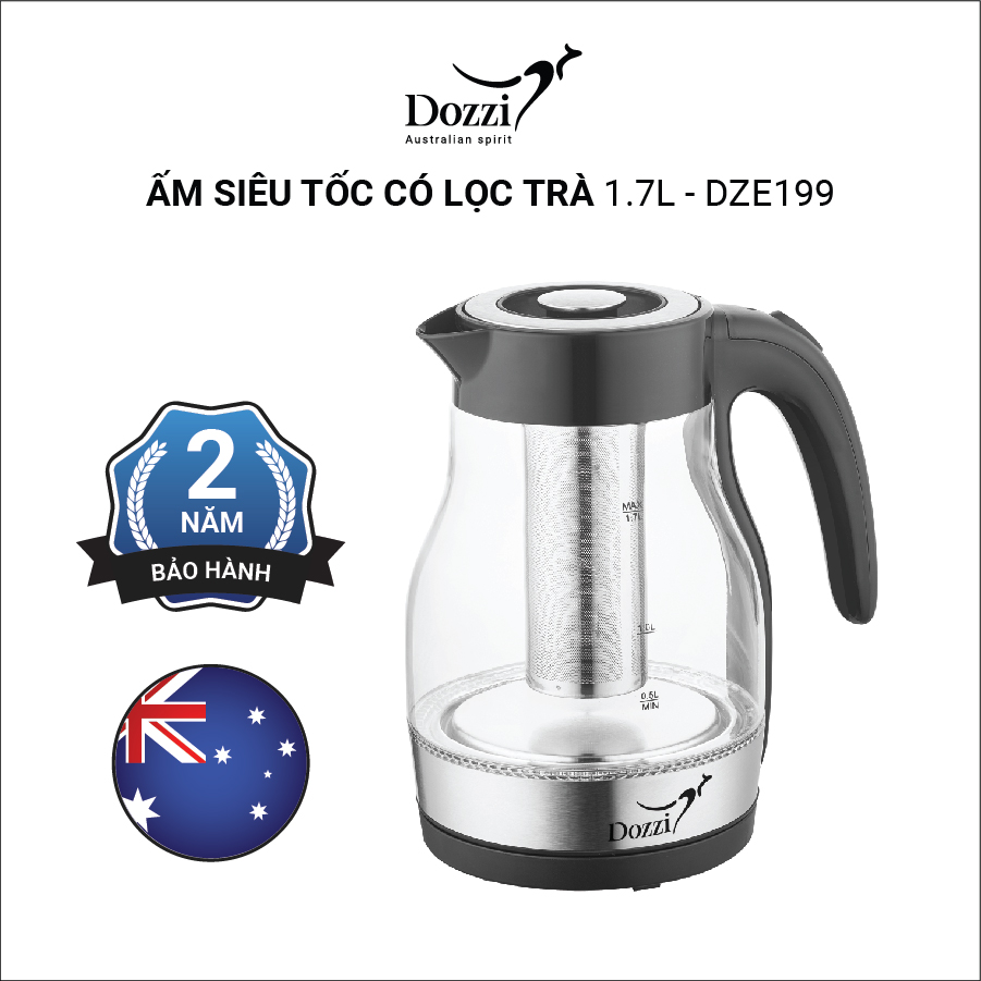 Ấm siêu tốc có lọc trà 1.7lít DZE199 Dozzi (Hàng chính hãng)