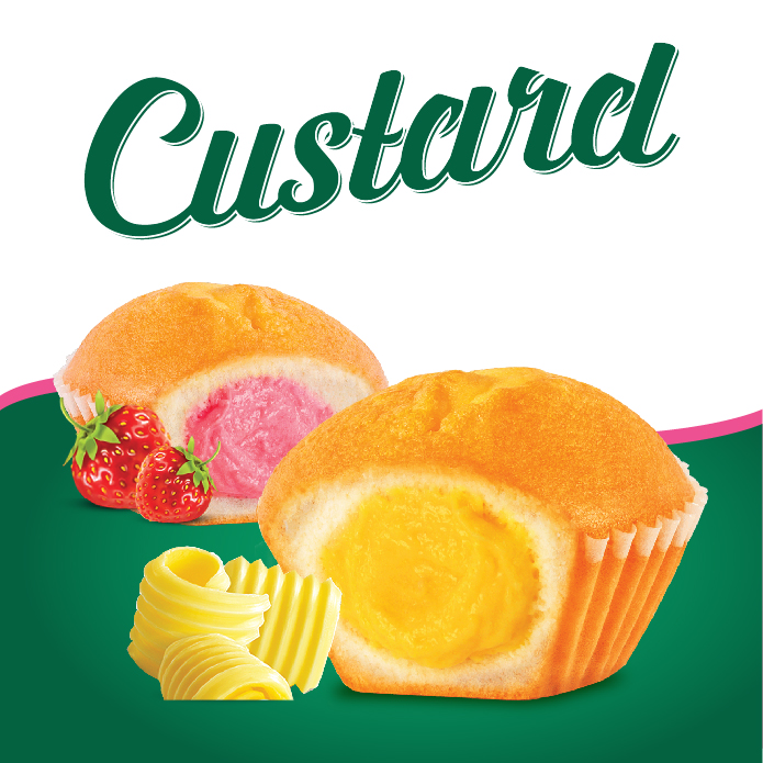 Bánh cupcake Custard cao cấp nhân kem vị dâu 132g