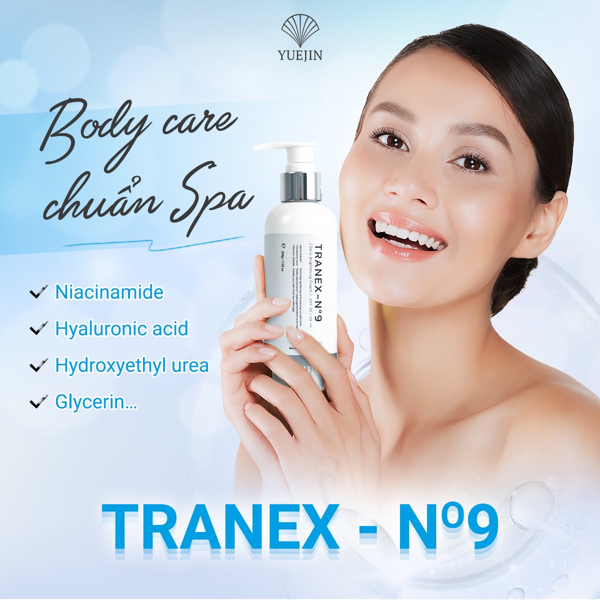 Kem Dưỡng Trắng Da Body TRANEX-No9 dưỡng ẩm, sáng da và giảm thâm - Yuejin