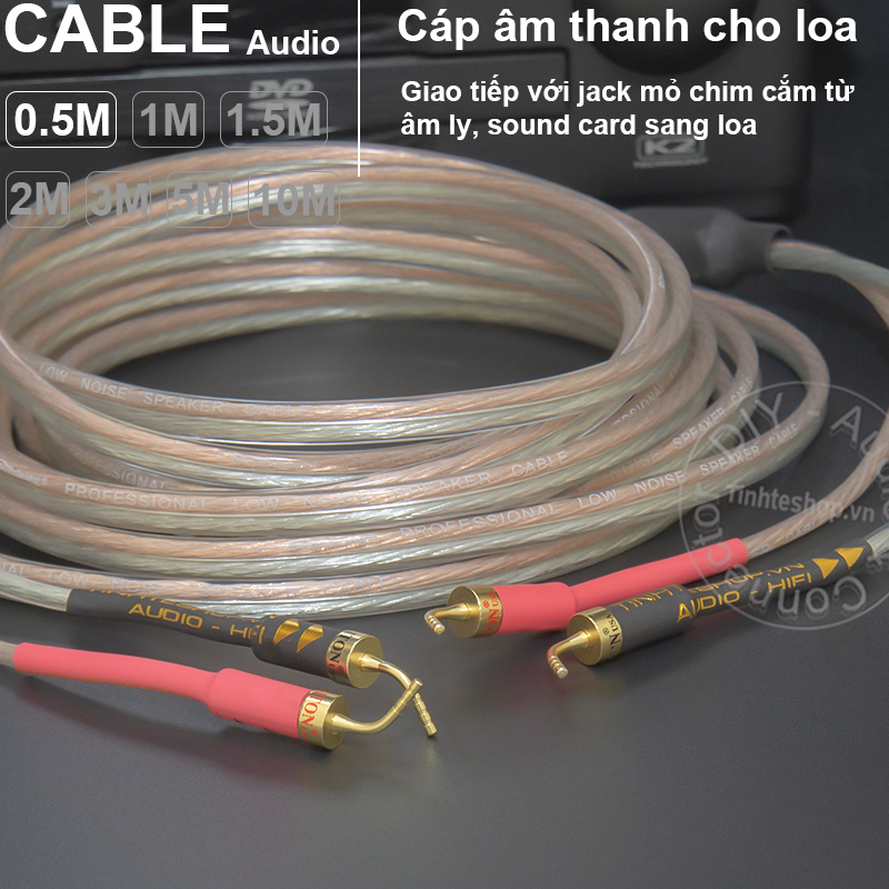 Cáp loa jack mỏ chim 1 vế DIY 0.5 đến 10 mét - Small jack speaker cable connects the signal from the sound card amplifier to the speaker