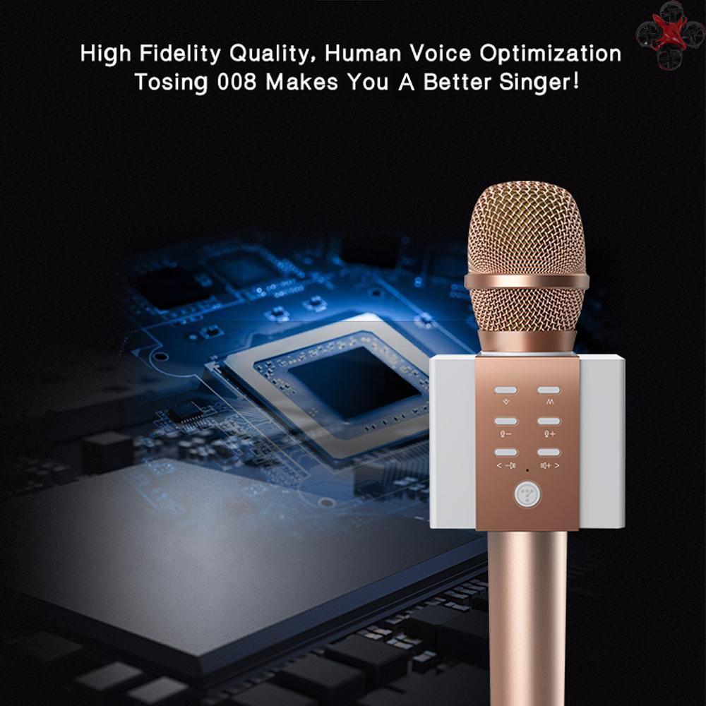CTOY TOSING 008 Wireless Karaoke Microphone Bluetooth Speaker 2-in-1 Handheld Singing Recording Portable KTV Player for iOS Android Smartphones Tablet PC Grey