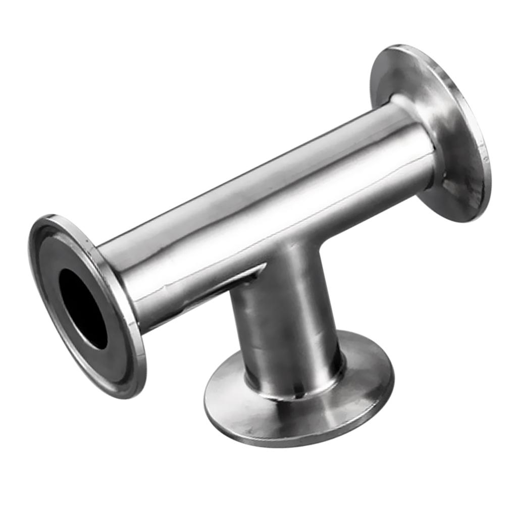 3-Way Tee Sanitary Ferrule Pipe Fitting Pipe OD 19mm-57mm in 304 Stainless Steel High Temperature Resistant and High Pressure Resistant