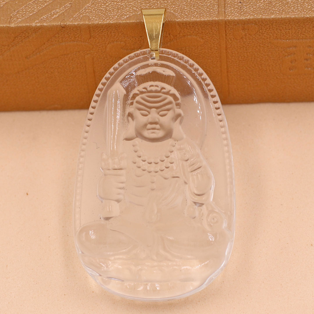 Hình ảnh Mặt Phật Bất Động Minh Vương thủy tinh trắng 3.6cm MFBTT1 - phật bản mệnh tuổi Dậu