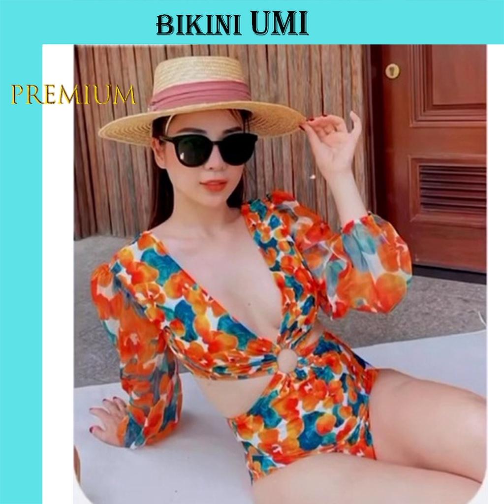 BIKINI 1 MẢNH HỌA TIẾT HOA VÀNG CAO CẤP BIKINI UMI