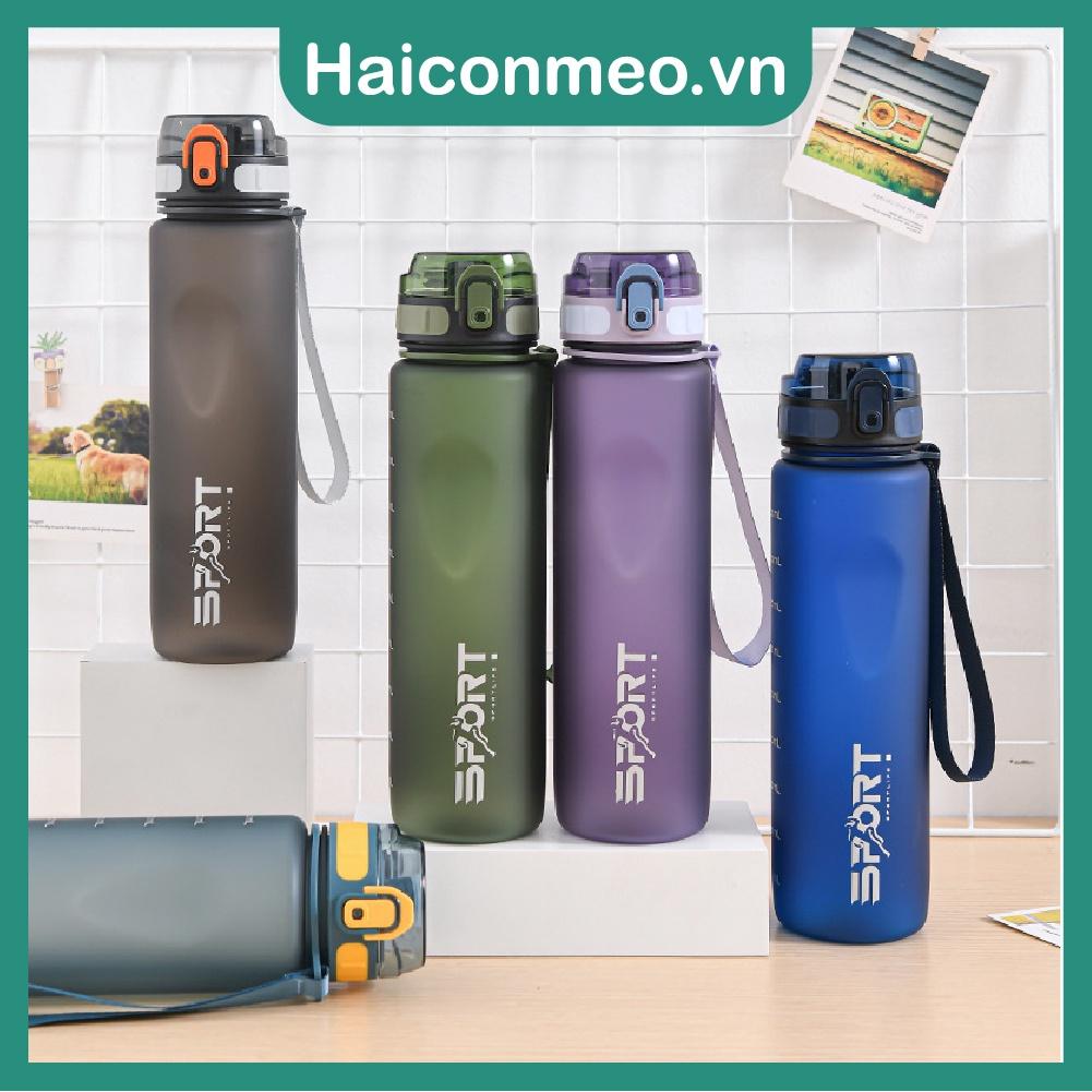 Bình nước thể thao Sport tập gym chạy bộ đánh cầu lông, 1000ml có quai