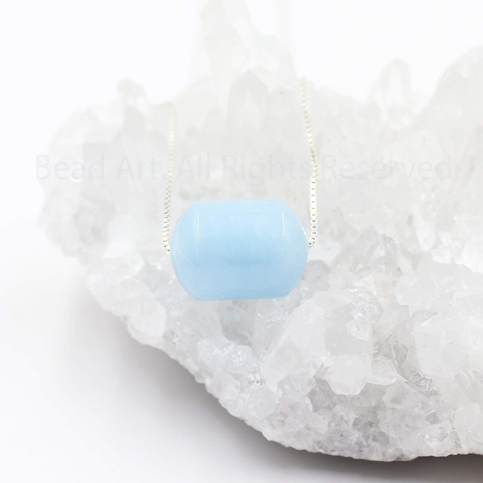 Dây Chuyền 14x10MM Đá Aquamarine, Hải Lam Ngọc, Màu Xanh Biển Tự Nhiên Và Bạc 925, Thuỷ, Mộc, Vòng Cổ, Trang Sức Phong Thuỷ - Bead Art