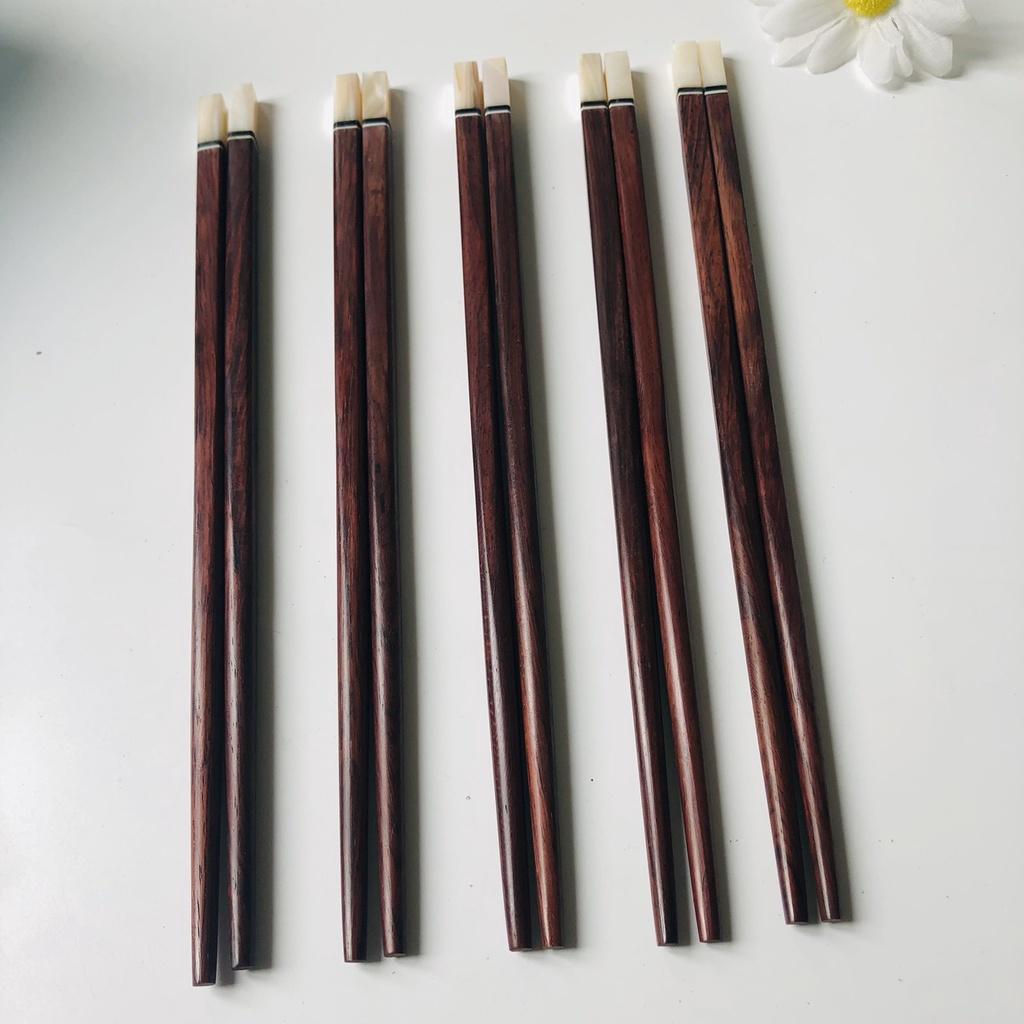 Đũa Gỗ Trắc Đỏ 25cm Cán Khảm Trai Trắng,Đũa Phong Cách Nhật Bản, Phụ Kiện Nhà Bếp, Chụp Ảnh Decor