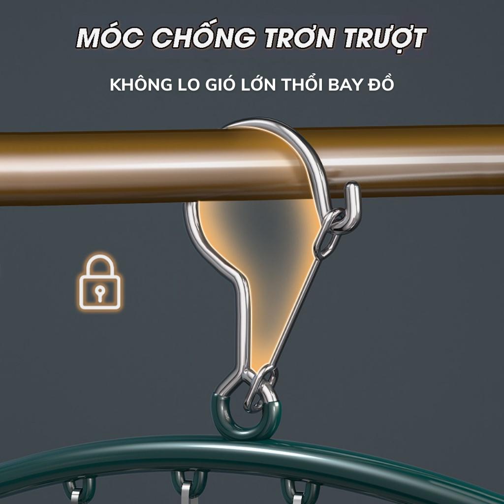 Móc phơi đồ lót, tất vớ đa năng bọc sơn tĩnh điện - Móc treo đồ lót có khoá chống trơn chống trượt, 10 kẹp ghim giữ đồ