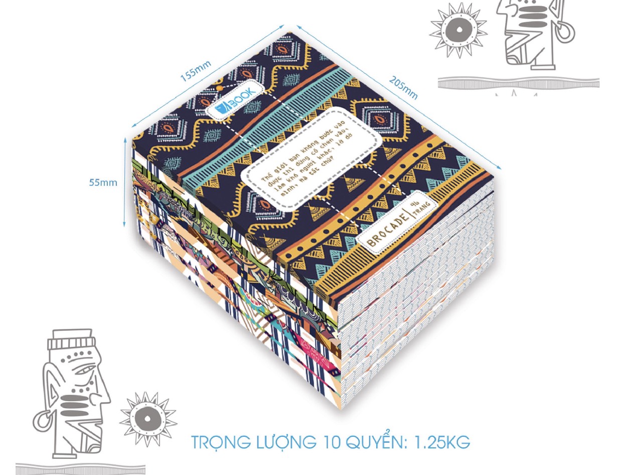 10 cuốn tập chủ đề Brocade, 96 trang ruột 70 (TAB016b)