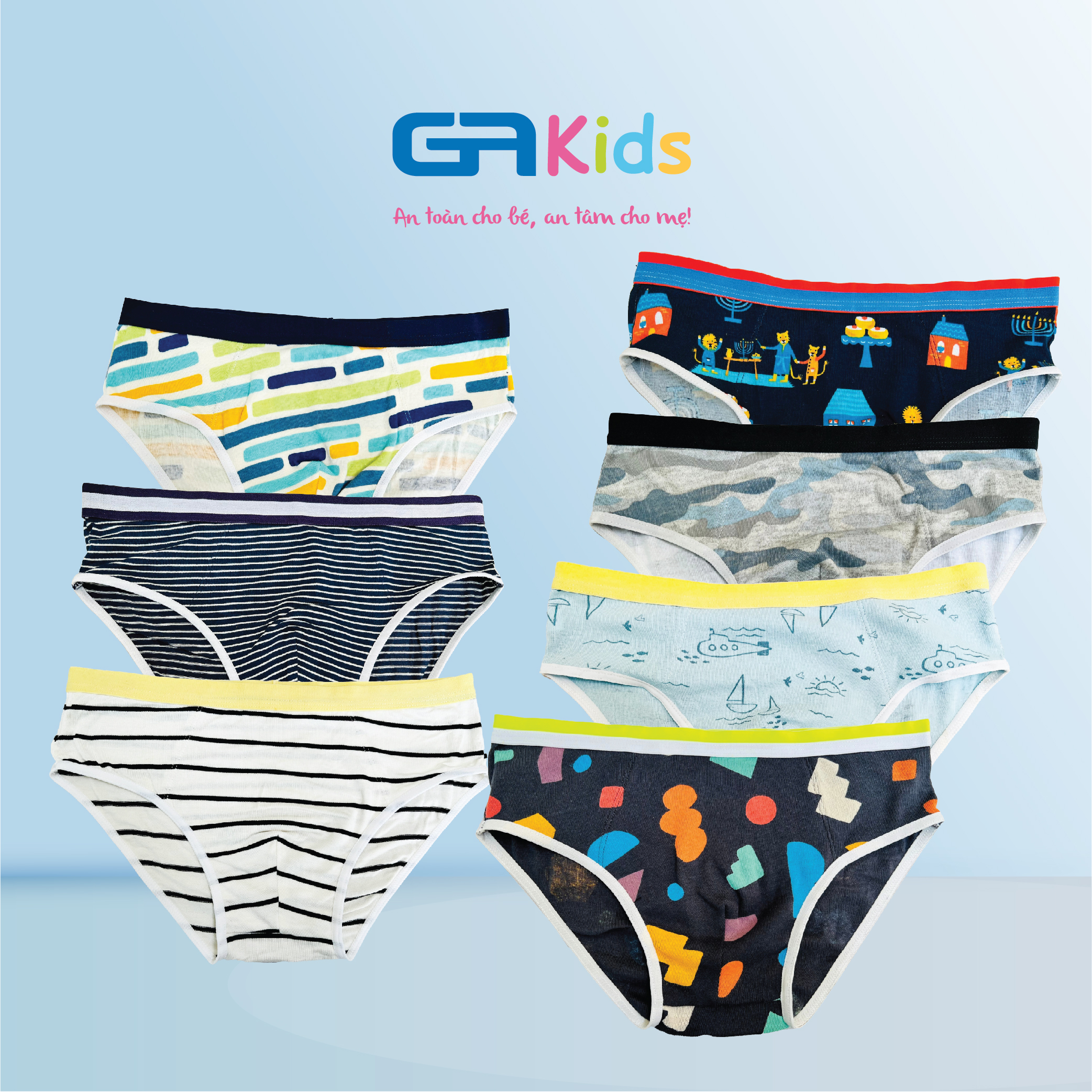 Set 7 Quần Lót Brief Bé Trai GAKIDS - Cotton Cao Cấp, Thấm Hút Tốt, Thoải Mái Cho Bé Trai Năng Động Cả Ngày