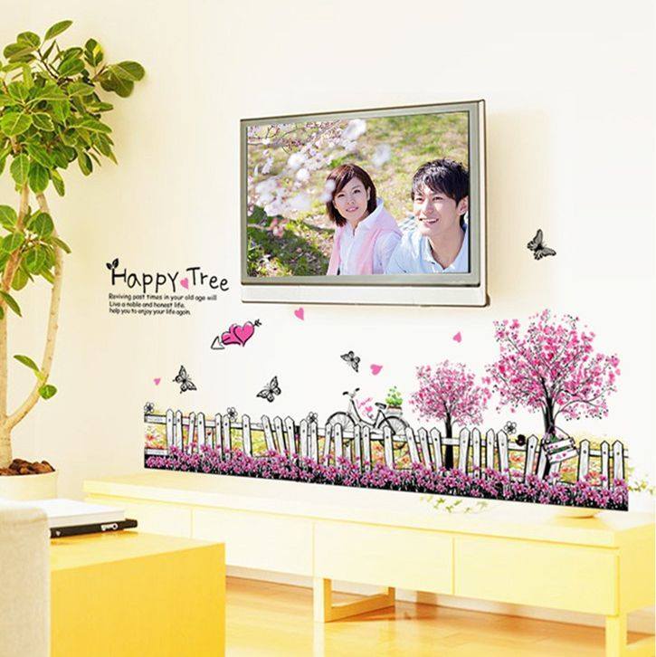 Decal trang trí dán tường hàng rào Happy Tree - HP332