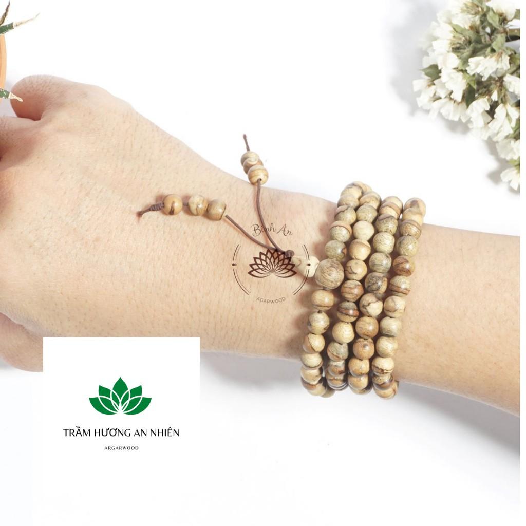 Vòng Tay Trầm Hương 108 Hạt-Tốc Bông Tự Nhiên - Chuỗi Tràng Hạt - Trầm Hương An Nhiên Size 6ly 7 ly 8ly
