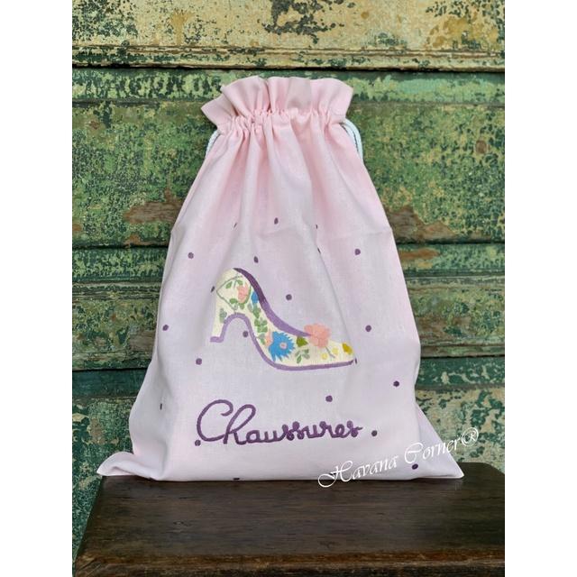Túi dây rút thêu tay hình chiếc giầy chaussures size 30*40 cm - Hand Embroidery Lingerie Bag Vietnam