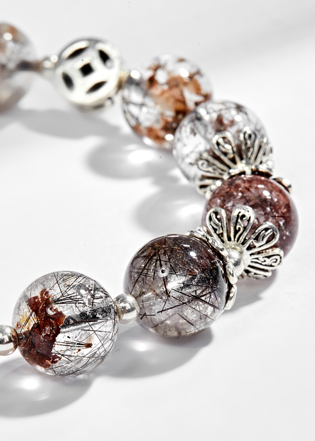 Vòng tay thạch anh ưu linh tóc đen phối charm dream catcher Ngọc Quý Gemstones