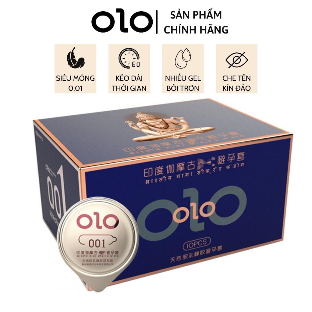 Bao cao su 0.01 OLO xanh, siêu mỏng, mát lạnh, kéo dài thời gian quan hệ - Hộp 10 bcs