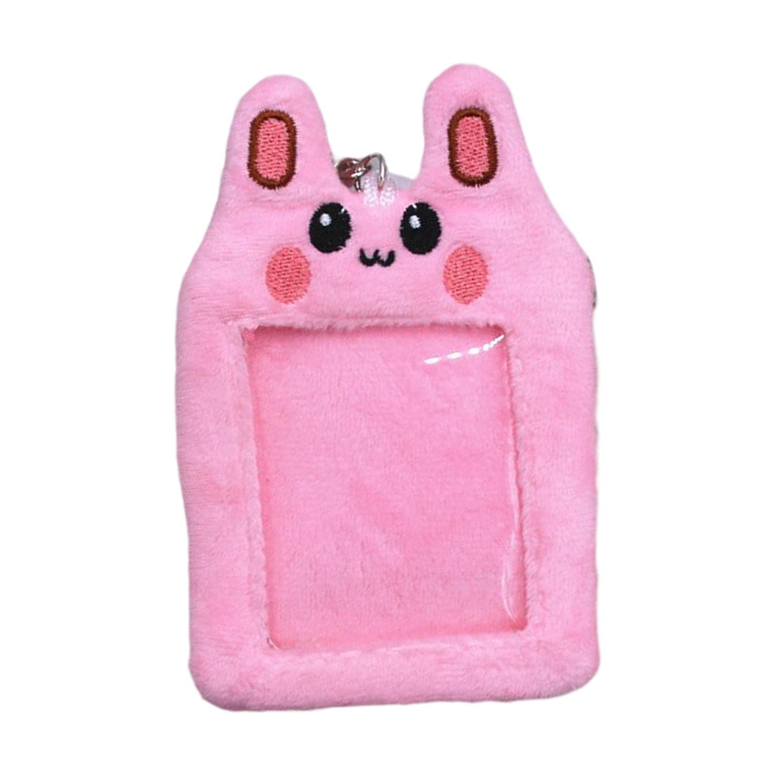 Plush Photocard Holder Cute ID Card Holder Pendant Keychain Photo Sleeves Protector for Household, Wedding, Driver Licenses, Bus Card