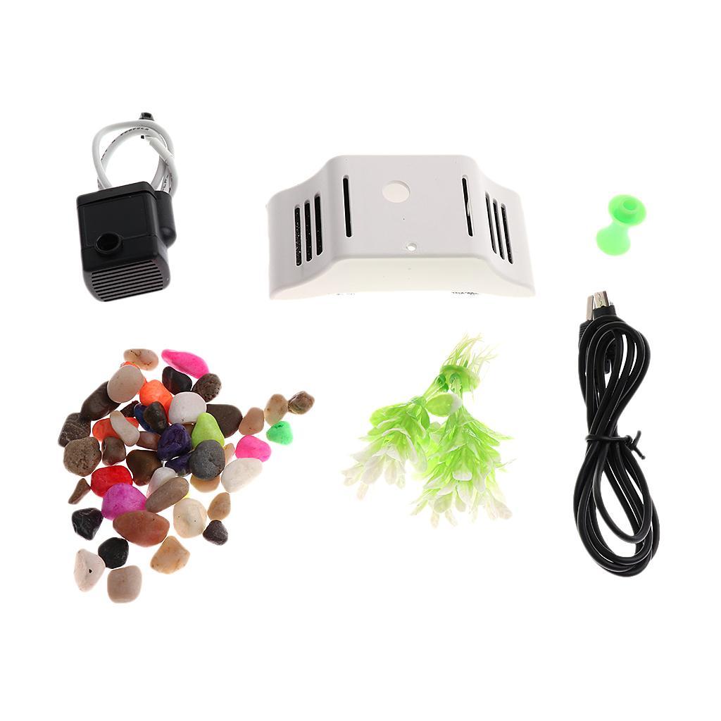 Aquarium USB Mini Desktop Fish Tank Aquarium with LED Light Home Decor