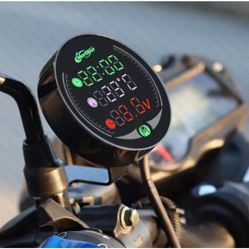 Đồng hồ 3in1 xe máy CTR báo giờ, vôn ắc quy, nhiệt độ đa năng mẫu mới hàng cao cấp