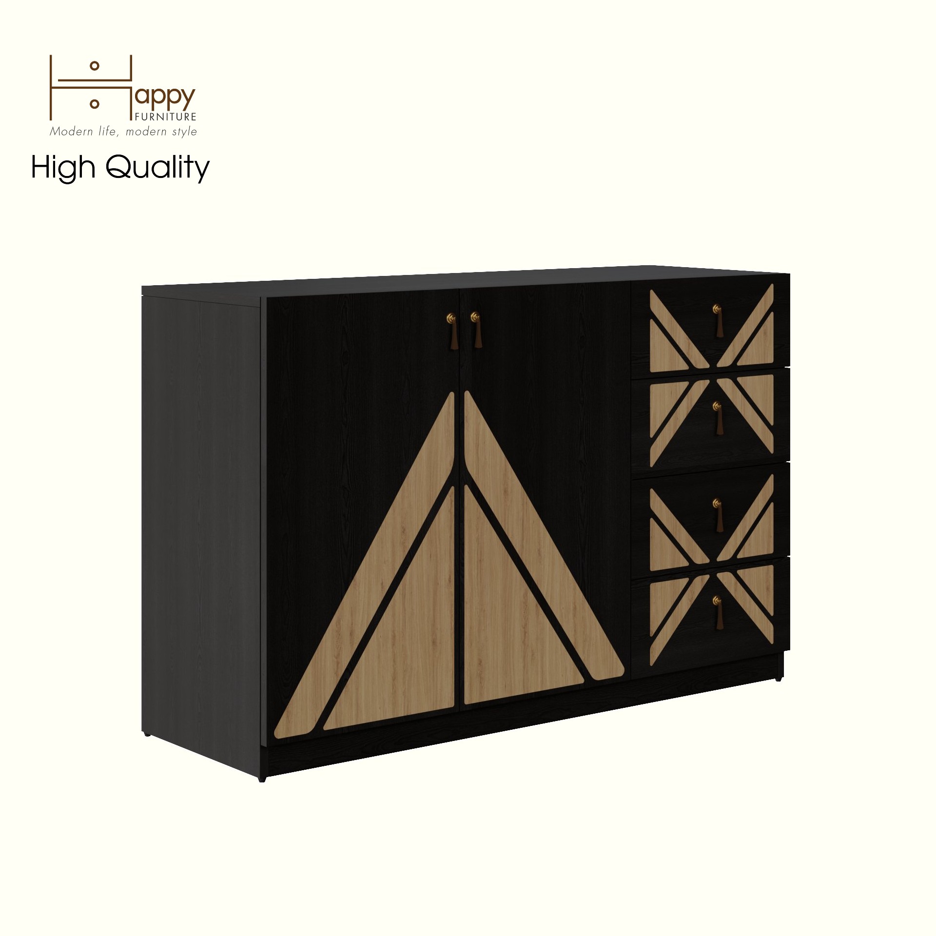 [Happy Home Furniture] CHARIS , Tủ lưu trữ 2 cửa mở - 4 ngăn kéo , 120cm x 40cm x 78cm ( DxRxC), TCM_120