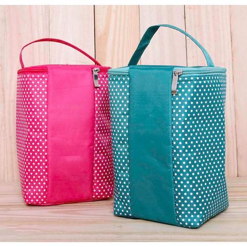 Túi Giữ Nhiệt Văn Phòng Họa Tiết Chấm Bi 2 Lớp