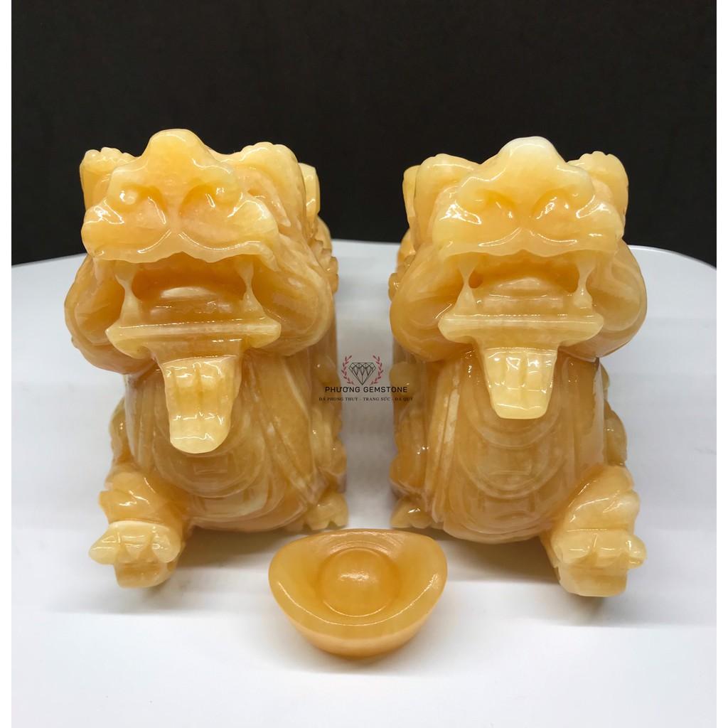 Cặp Tỳ Hưu Tài Lộc May Mắn đá NGỌC HOÀNG LONG Thiên Nhiên 100% để bàn trang trí nhà cửa, phòng khách
