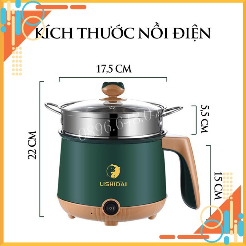 Nồi Lẩu Điện Mini 2 Tầng Chống Dính Tặng Khay Hấp , Ca Nấu Mì Mini Đa Năng