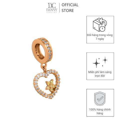 Charm Bạc 925 Danny Jewelry Hình Trái Tim Lồng Ngôi Sao Đính Đá CZ PK002S Xi Rhodium/Vàng hồng