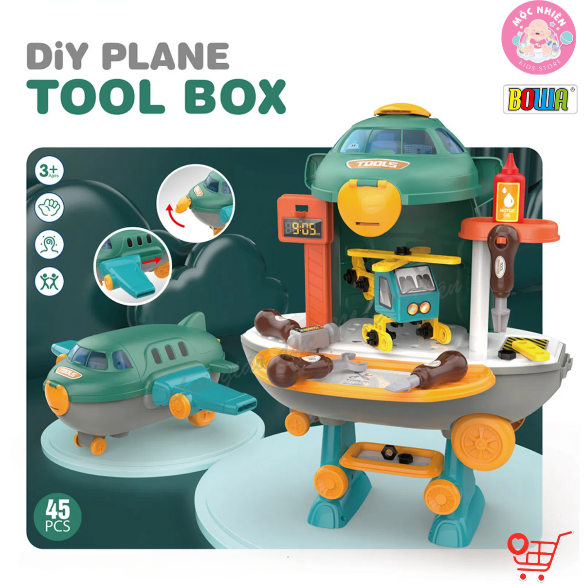 Đồ Chơi Hướng Nghiệp Nhập Vai BOWA 8092 - Máy Bay Công Cụ 2 trong 1