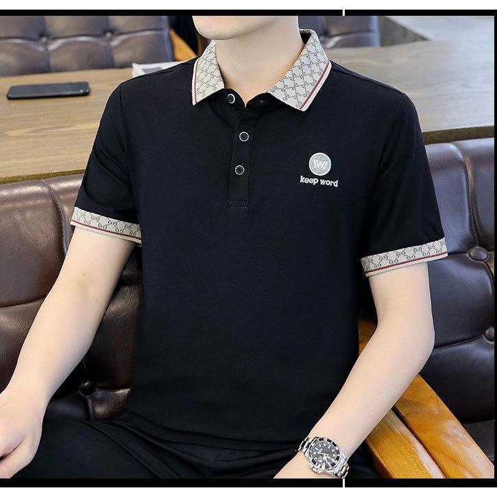 Áo thun nam có cổ tay ngắn vải thun cotton chống nhắn co giãn phom áo suông skymen fashion MKT16