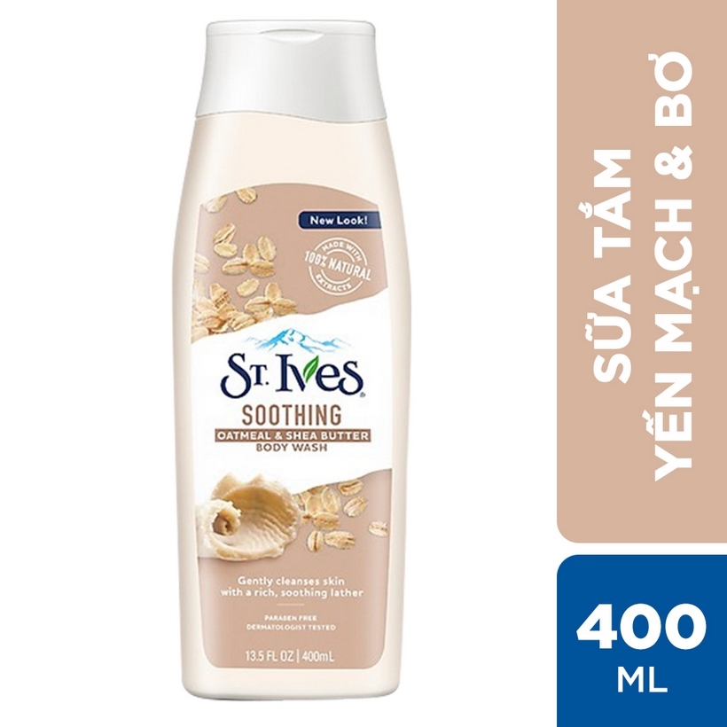 Combo Sữa tắm St.Ives Chiết Xuất Yến Mạch và Bơ 400ml và Sữa rửa mặt tẩy tế bào da chết St.Ives Trà Xanh 170g