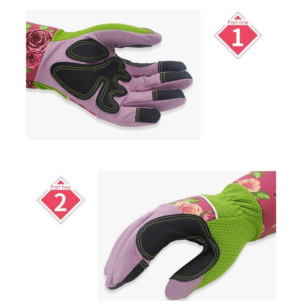 2 Pairs Long Gardening Gloves Oxford Clot/ Resistant Gloves Pink
