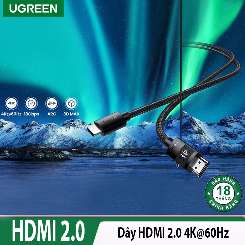 Cáp HDMI dài 5M độ phân giải 4K@30Hz Ugreen 40103 hàng chính hãng