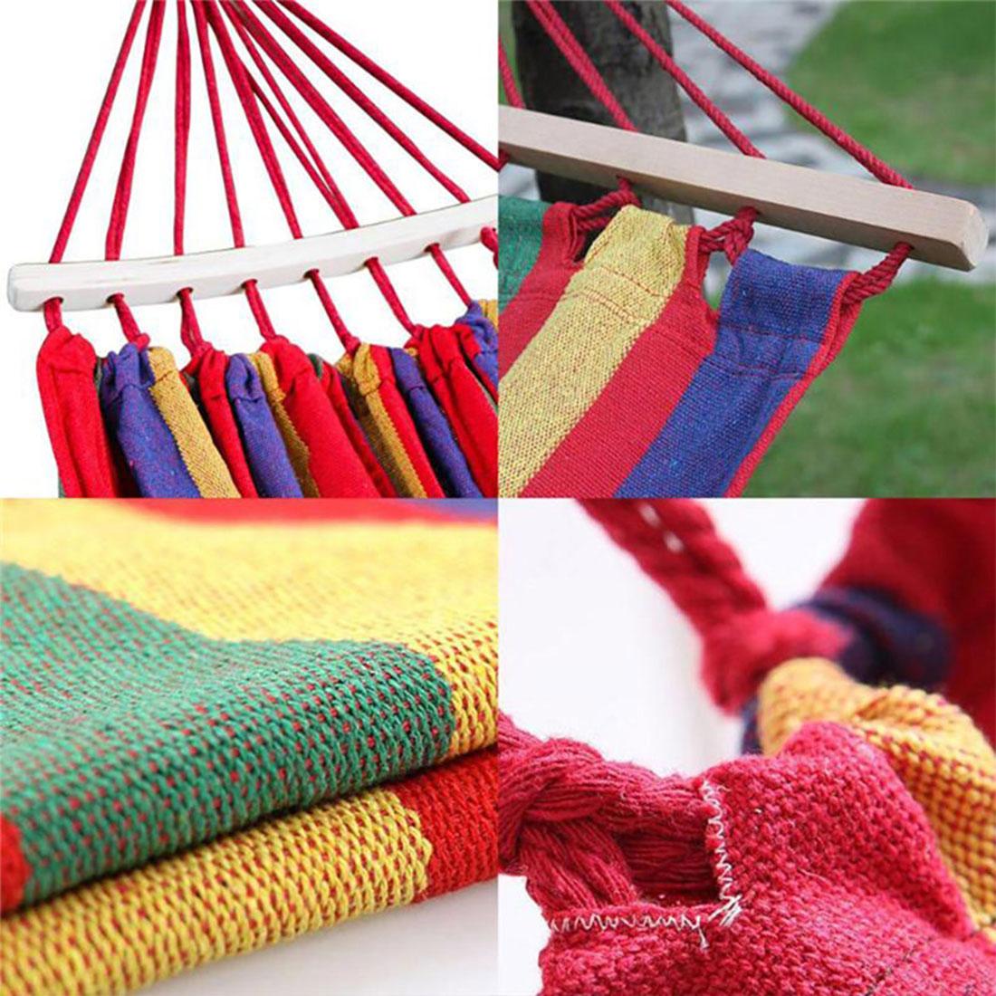 Di Động Võng Võng Ngoài Trời Sân Vườn Thể Thao Nhà Du Lịch Cắm Trại Đầm Xòe Vải Sọc Hàng Giường Võng Đôi Người Độc Thân