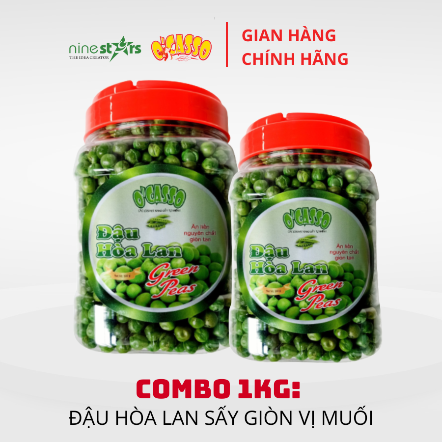 Combo 2 Hộp Đậu Hòa Lan Sấy Giòn Vị Muối O'Casso 500g