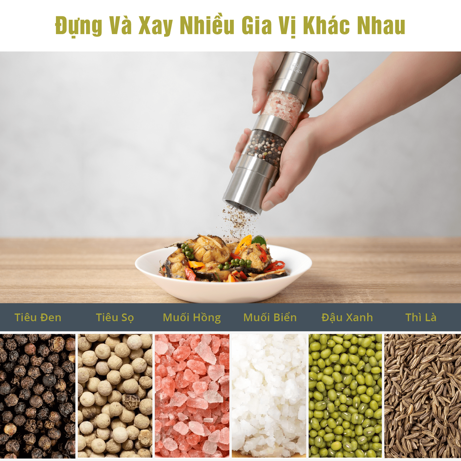 Dụng Cụ Xay Tiêu 2 trong 1 Benchusch
