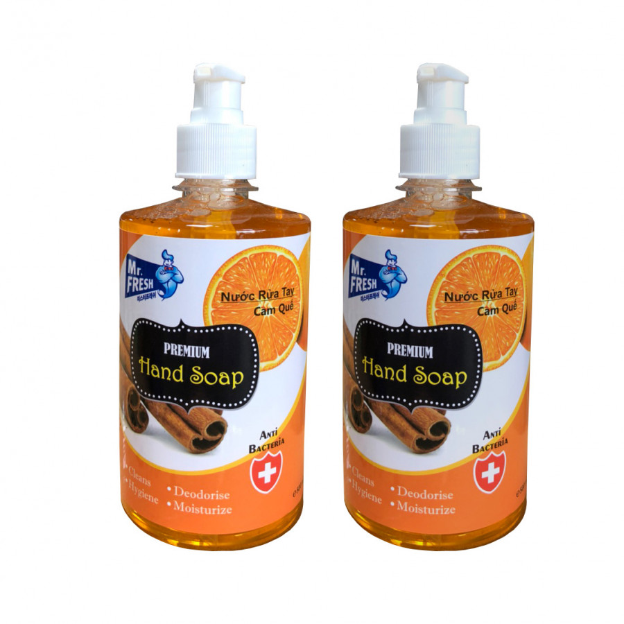 Combo 2 chai nước rửa tay Hand Soap 500ml Hương Cam Quế