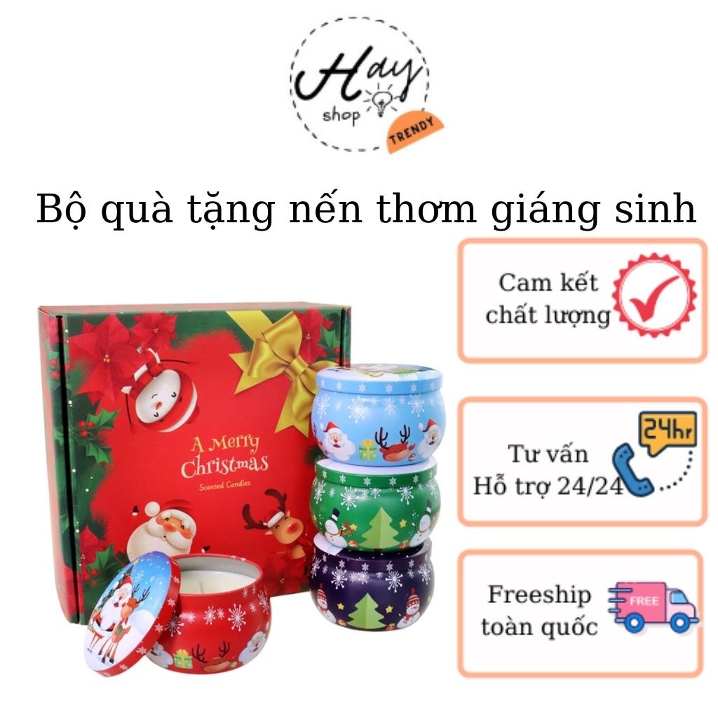 Nến Thơm Giáng Sinh, Nến Thơm Trang Trí Không Khói Hũ Tròn Thích Hợp Dịp Giáng Sinh