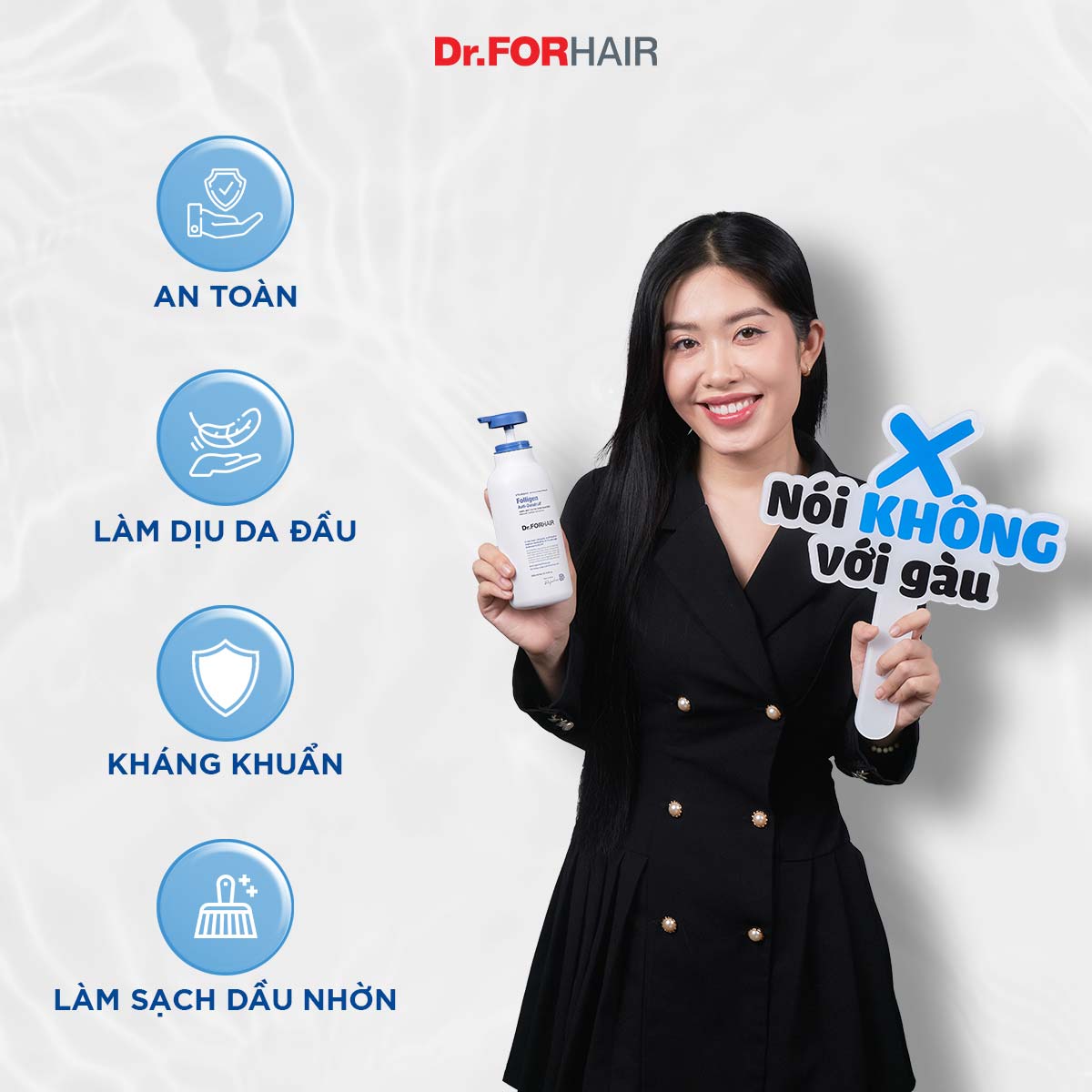 Dầu gội đầu giảm gàu ngứa hỗ trợ mọc tóc Dr.FORHAIR Folligen Anti-Dandruff Shampoo