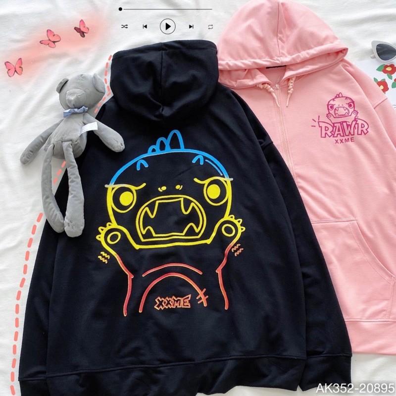 Áo Khoác Nỉ Nam Nữ UNISEX Nỉ Bông Dày Dặn Hàng QC Áo Khoác Cặp Jackets Nỉ Ngoại in KHỦNG LONG