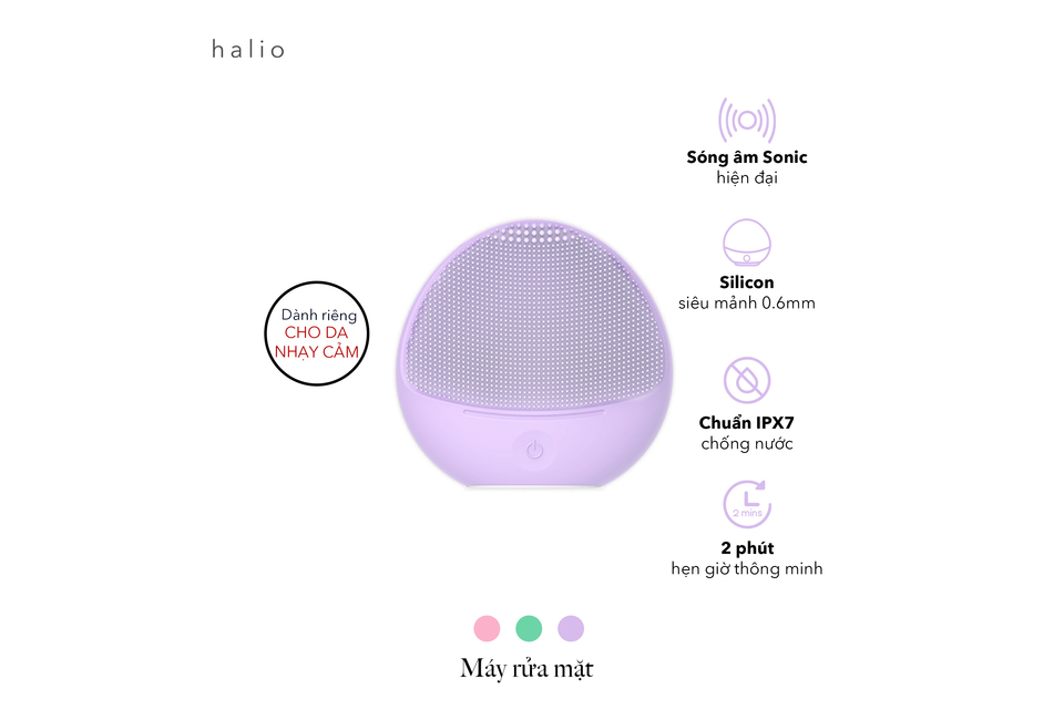 Combo Bàn chải điện Halio Sonic Toothbrush PRO Periwinkle Và Máy Rửa Mặt Cho Da Nhạy Cảm Purple Rain