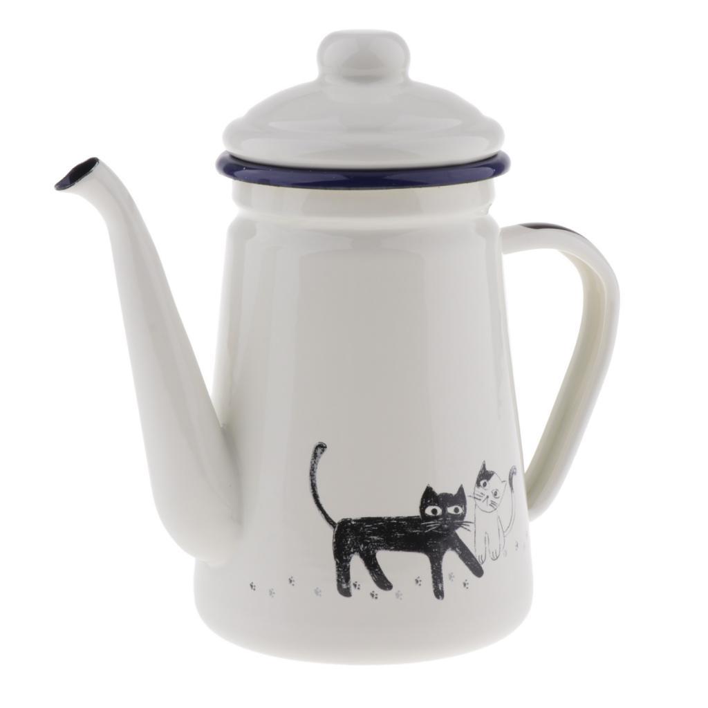 Enamel Teapot Loose Tea Leaf Infuser Tea Pot Coffee Tea Pot Kettle 1100ml