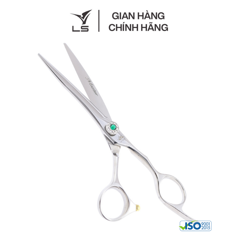 Kéo cắt tóc LS lưỡi thẳng quai offset vênh đỡ ngón cố định FA63/6.25